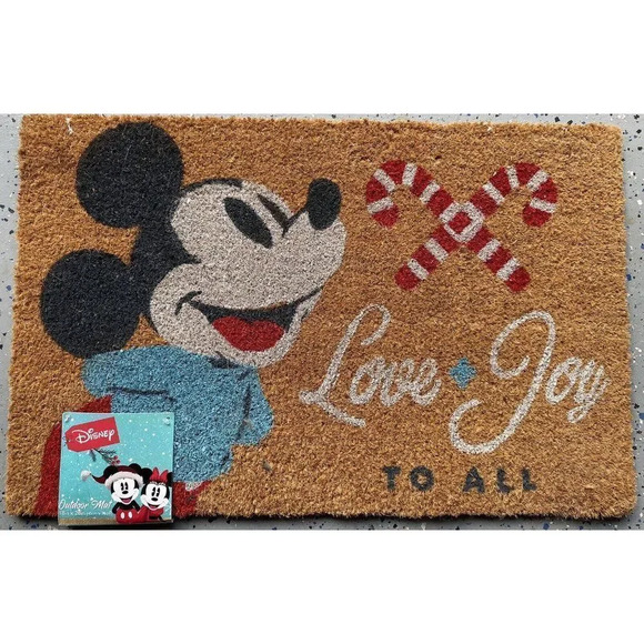 Disney Other - mickey mouse non slip christmas holiday outdoor doormat - New - Has Small Tear
